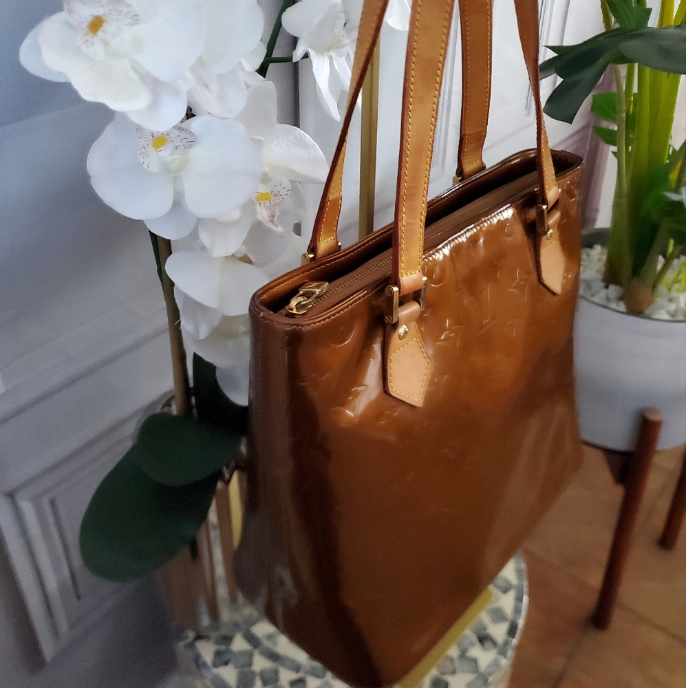Louis Vuitton Brown Houston Vernis Leather monogram Tote Bag gold hardware LV - Picture 3 of 17